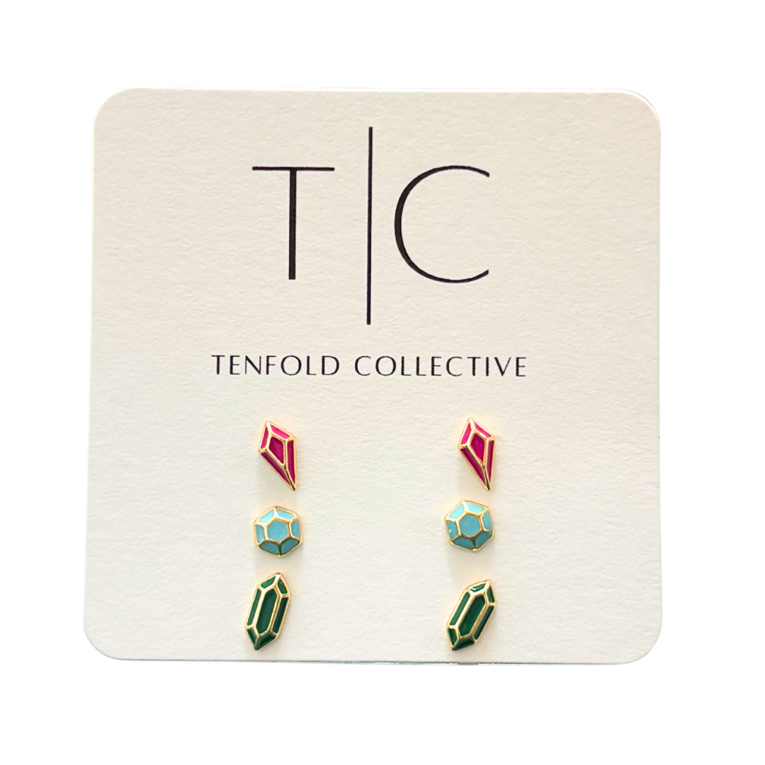 Faceted Gem Stud Set