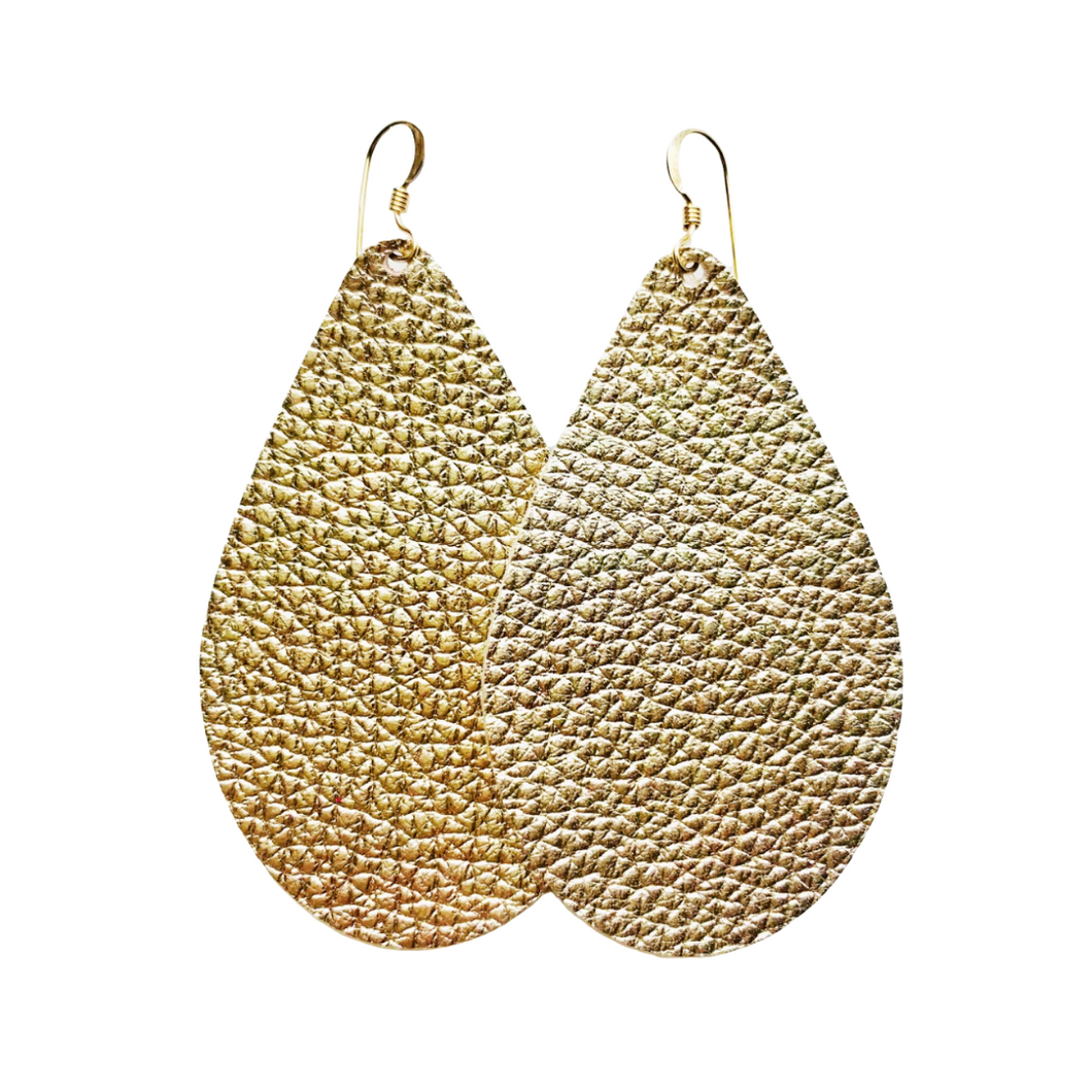 Tenfold Gold Leather Earrings