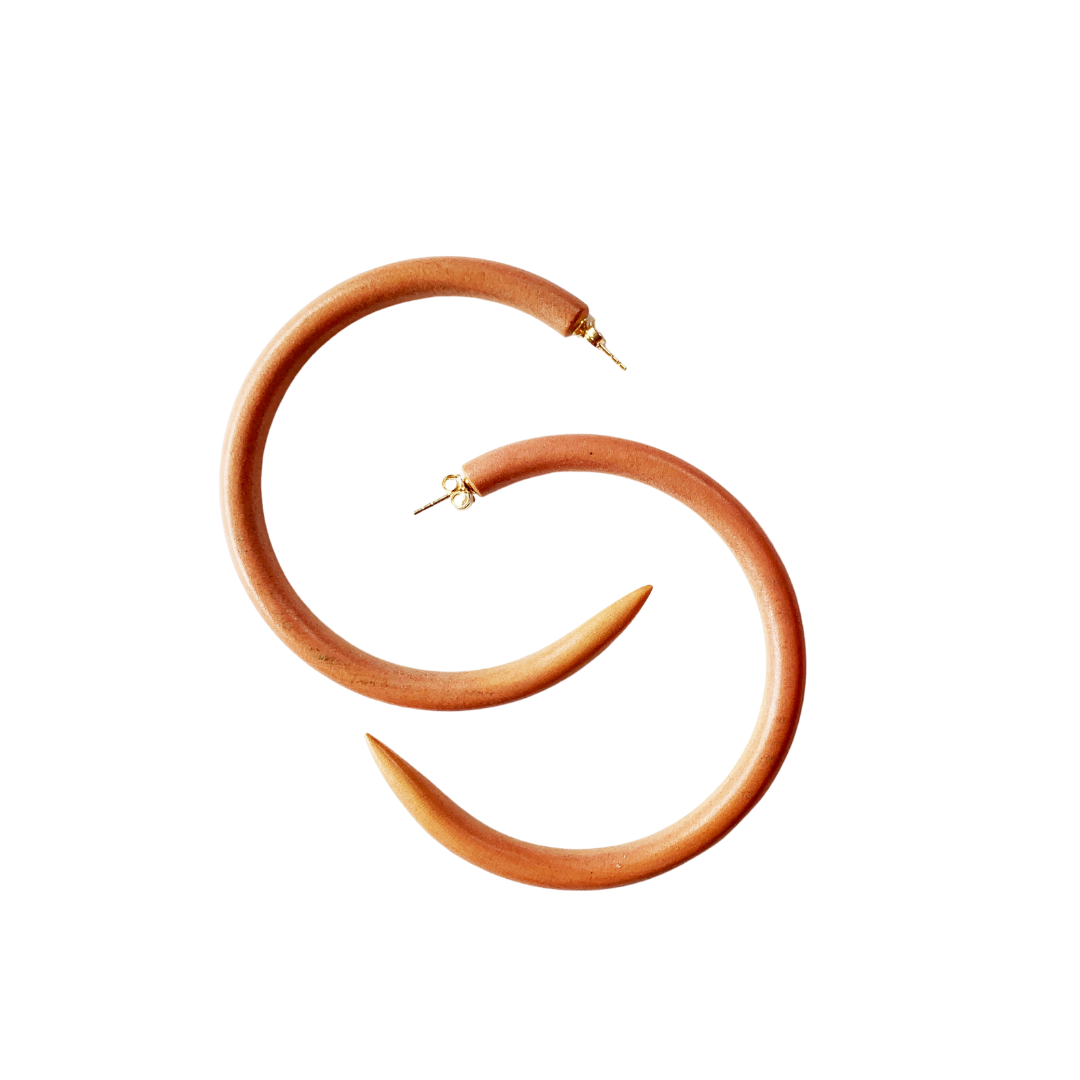 Leather  Mango Wood Hoops | Binky + Lulu