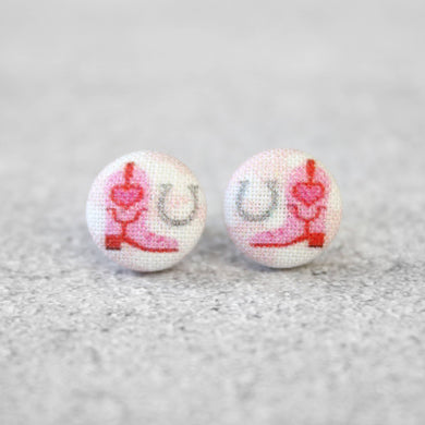 Cowgirl Fabric Button Earrings