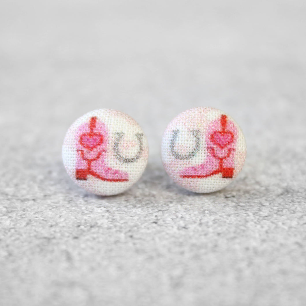 Cowgirl Fabric Button Earrings
