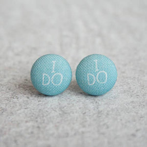 "I Do" Fabric Button Earrings