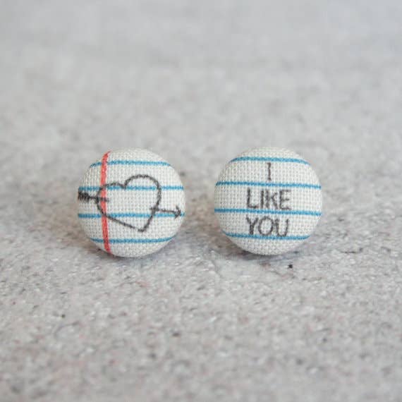 Love Note Fabric Button Earrings