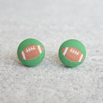 Footballs Fabric Button Earrings