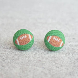 Footballs Fabric Button Earrings