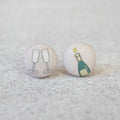 Champagne Toast Fabric Button Earrings