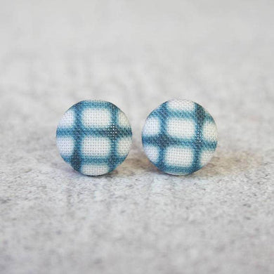 Faux Shibori Fabric Button Earrings