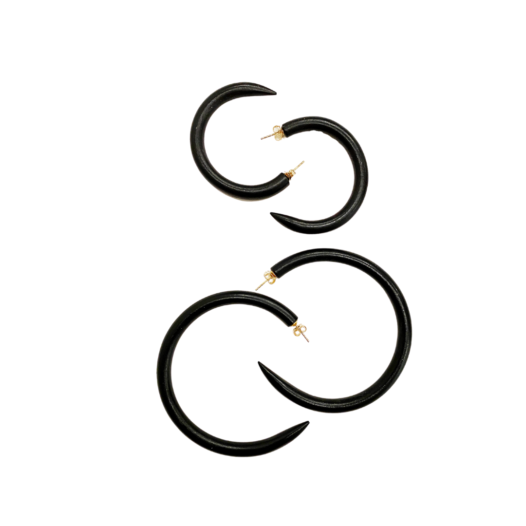 Black Mango Wood Hoops | Binky + Lulu