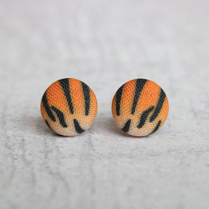 Tiger Stripes Fabric Button Earrings
