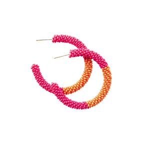 Small Color-block Seed Bead Hoops