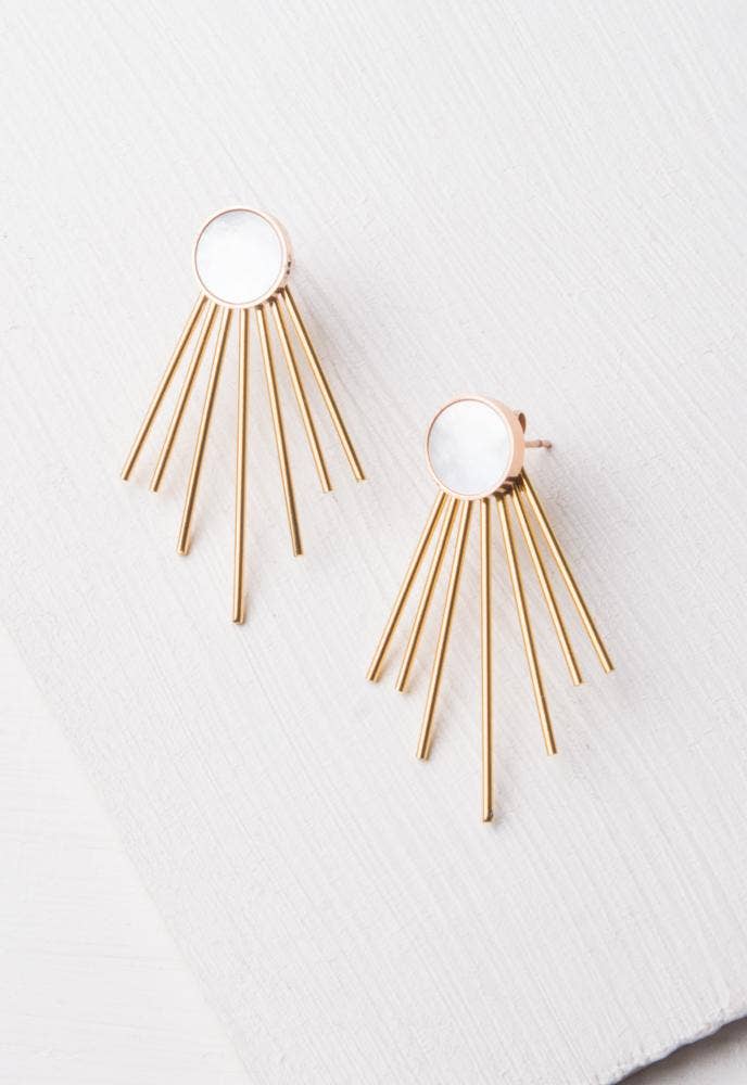 Caroline Mother of Pearl Stud & Fringe Earrings