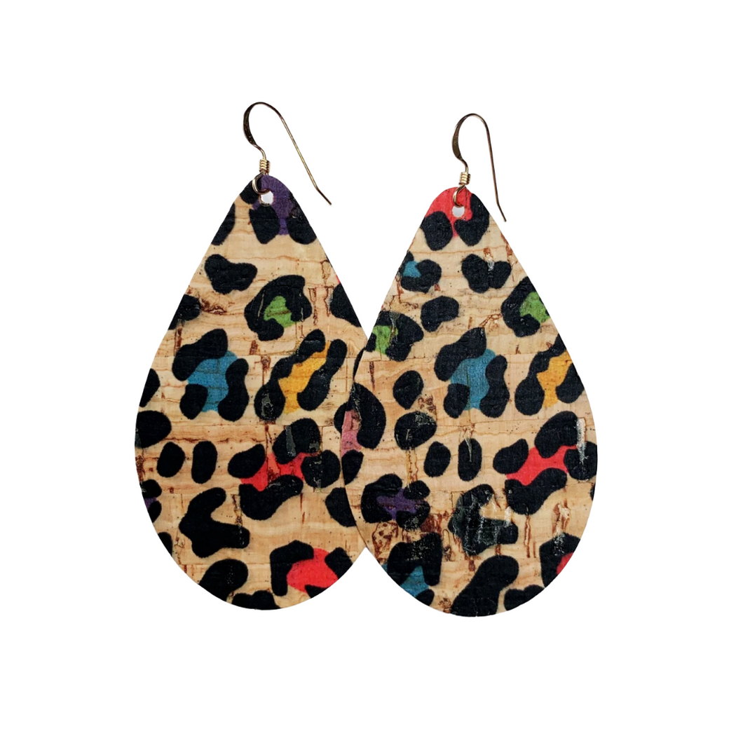 Colorful Leopard Cork Earrings