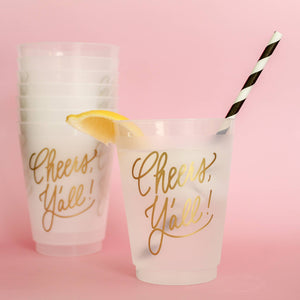 Cheers, Y'all! Frosted Acrylic 16oz Set of 8 Cups