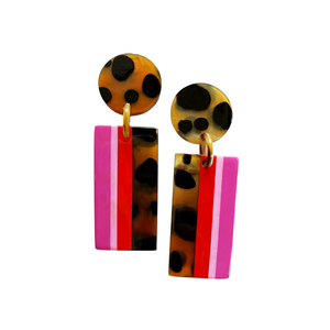 Raspberry Striped Cabana Earrings