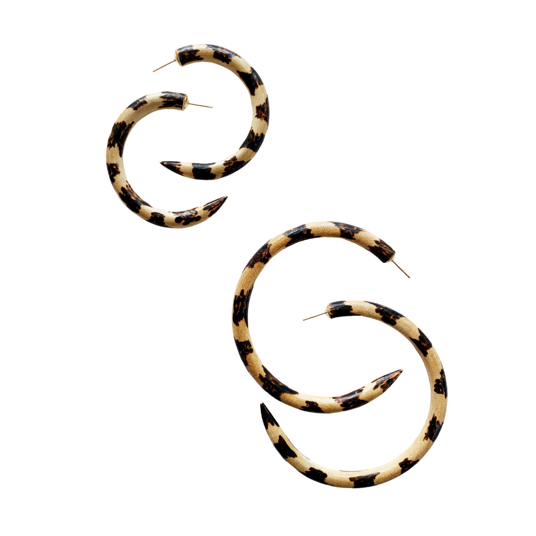 Leopard Mango Wood  Hoops | Binky + Lulu