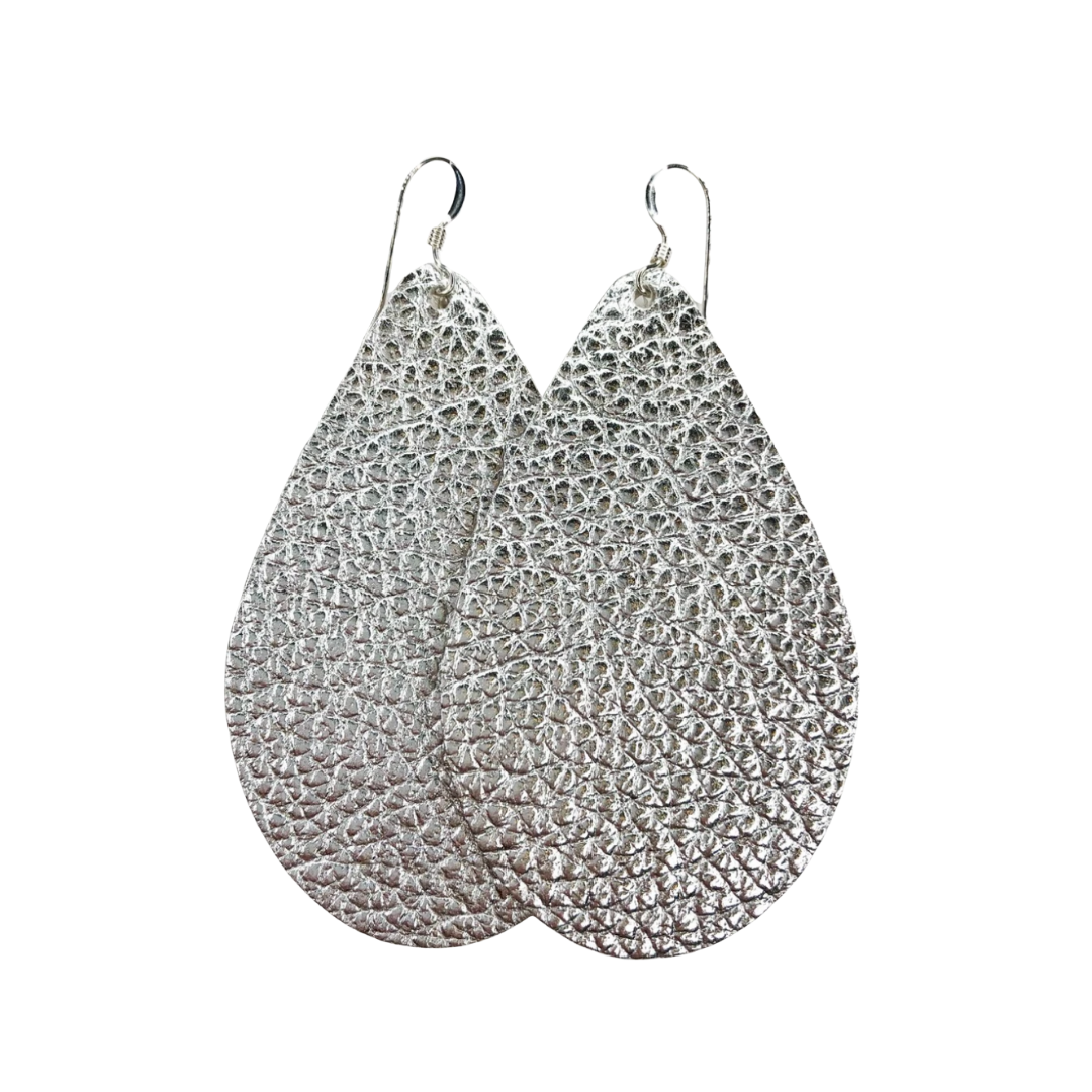 Silver Leather Earrings