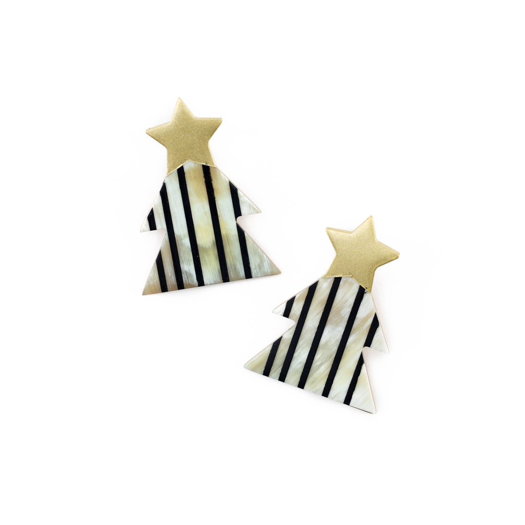 Stripe Christmas Tree Earrings