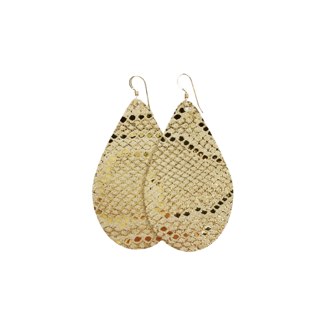 Gold Python Leather Earrings