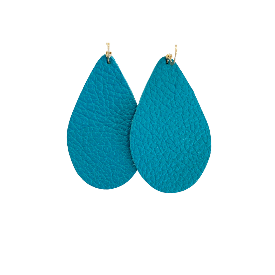 Turquoise Leather Earrings