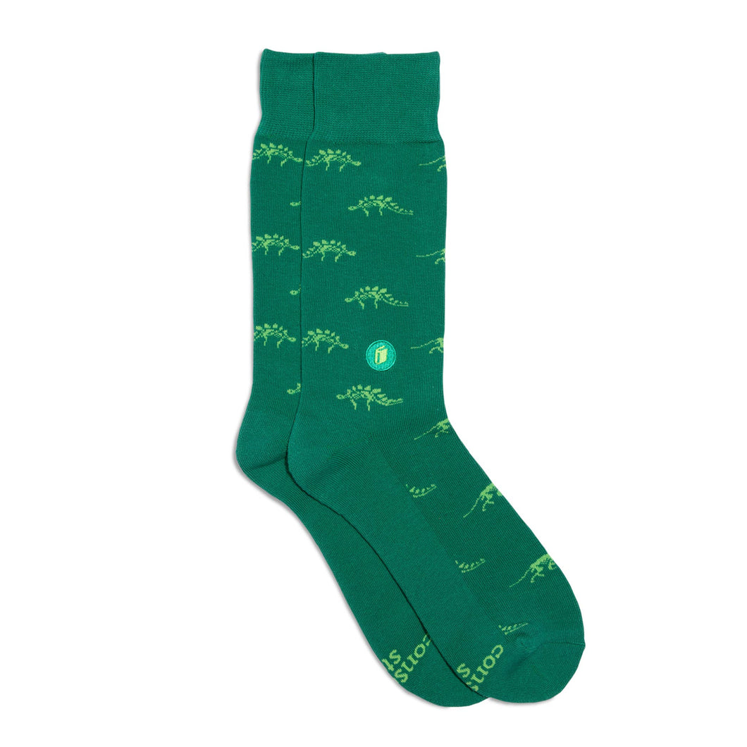 Socks that Give Books - Green Dinosaurs