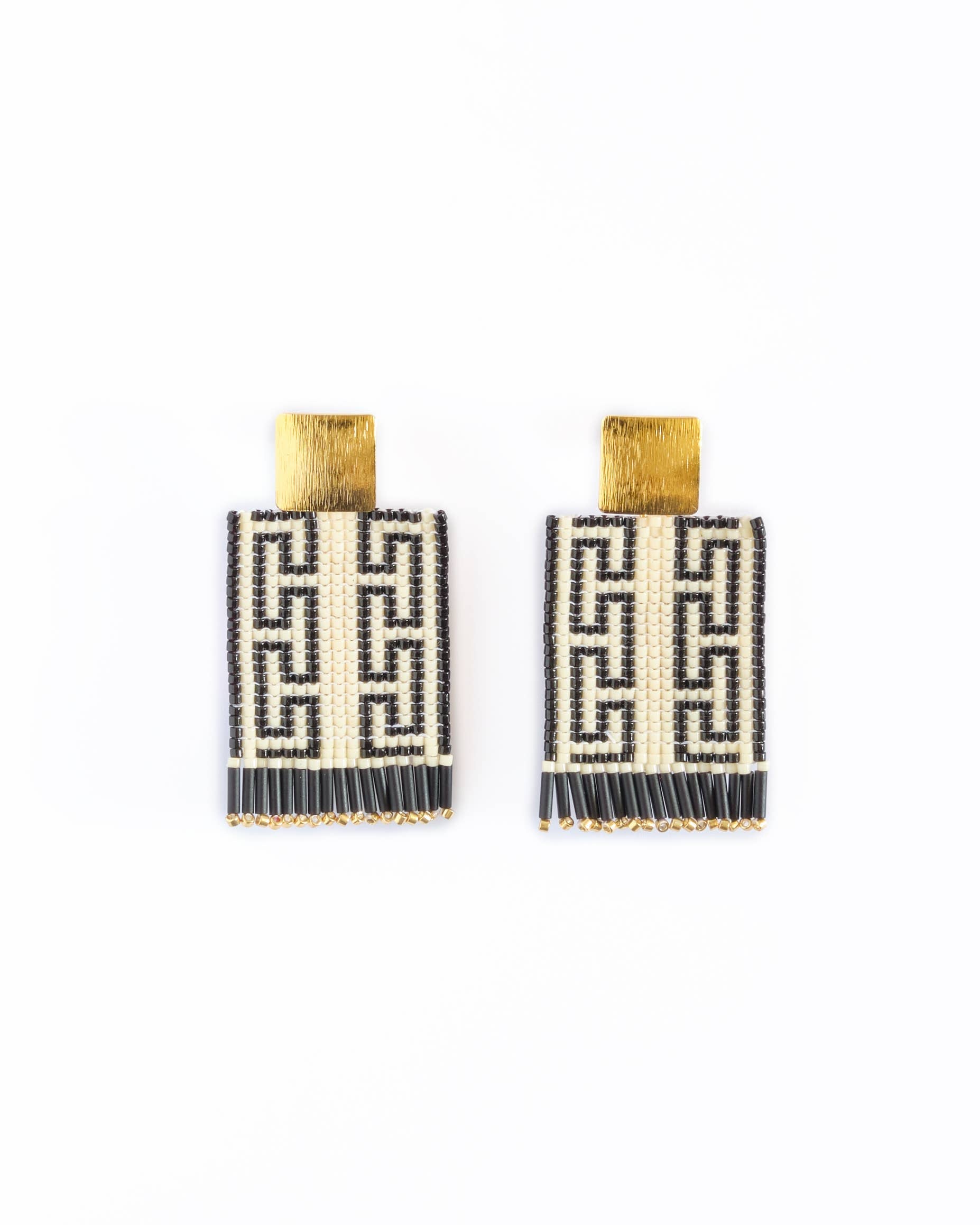 Guajira Square Earrings (Cream/Black)