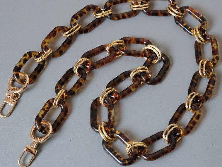 Acrylic Chain Strap: Tortoiseshell & Gold