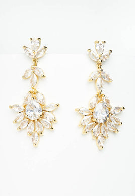 Golden Chandelier Zircon Earrings