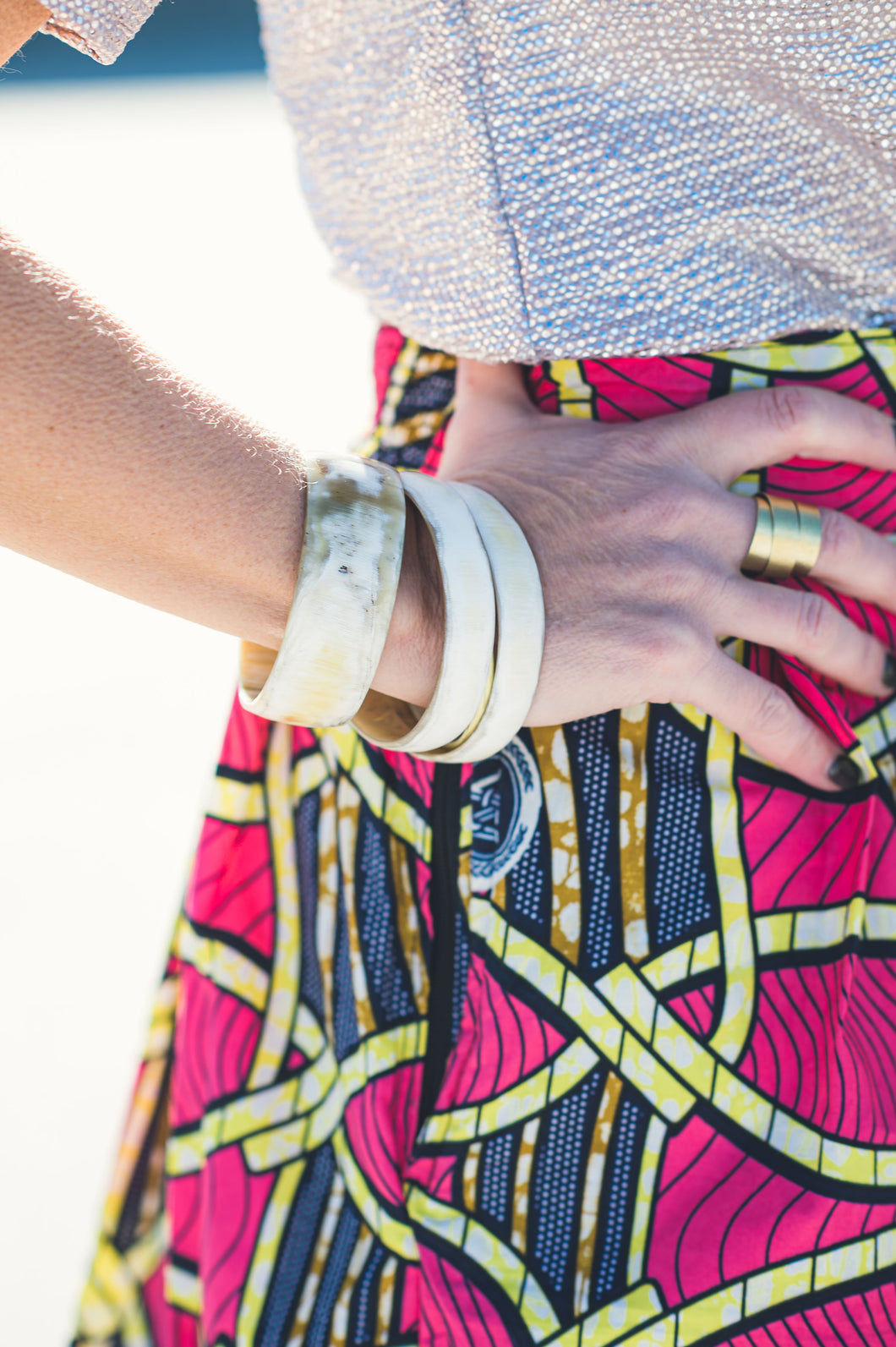 Natural with Gold Bangle Set