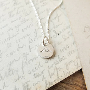 Wave Tiny Round Charm Necklace