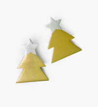 Silver and Gold Christmas Tree Earrings