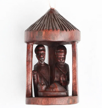 Hand-Carved Hut Nativity Ornaments