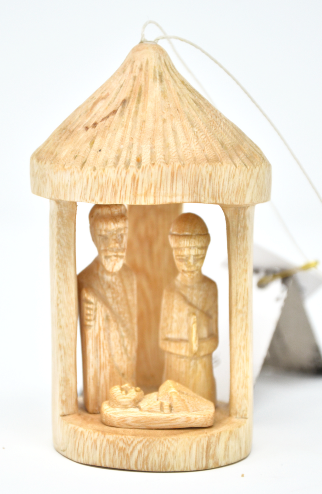 Hand-Carved Hut Nativity Ornaments