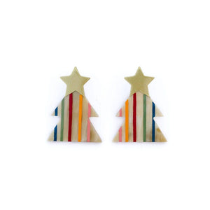 Rainbow Christmas Tree Earring