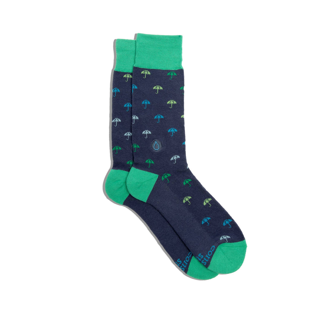 Socks that Give Water (Navy Umbrellas)