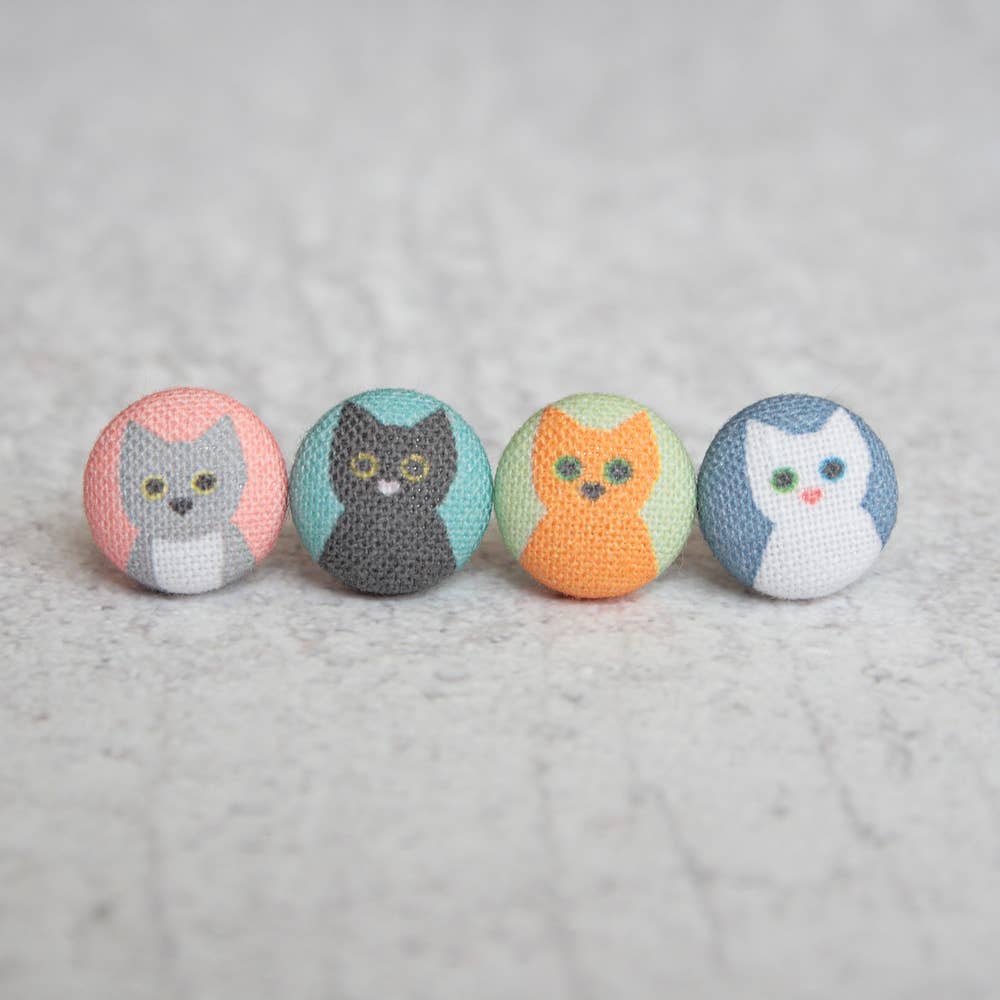 Cat Lady Mix and Match Fabric Button Earrings