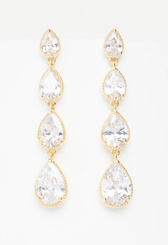 Drops of Elegance Gold and Zircon Earrings