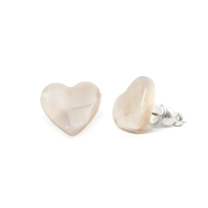 Mini Heart Studs in Opal