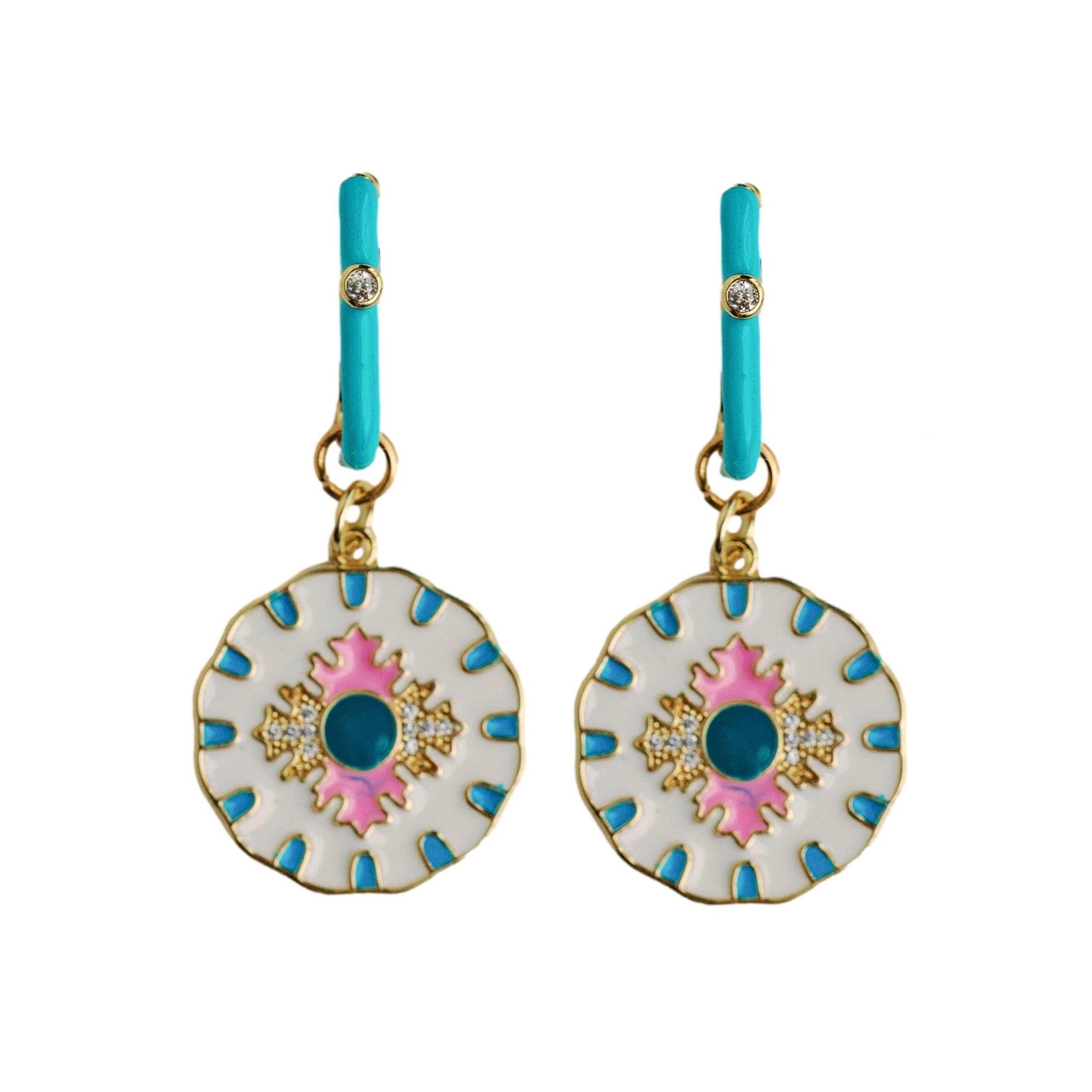 Capri Tile Enamel Charm Earrings